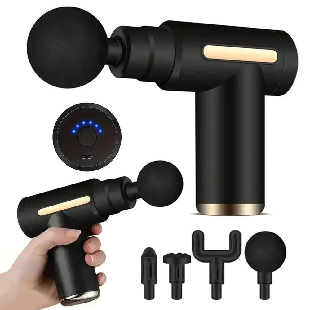 ProRelief Mini Massage Gun — Deep Tissue Percussion Massager with 4 Attachments