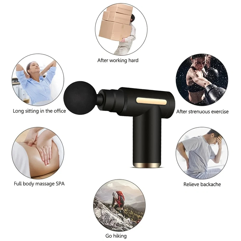 ProRelief Mini Massage Gun — Deep Tissue Percussion Massager with 4 Attachments
