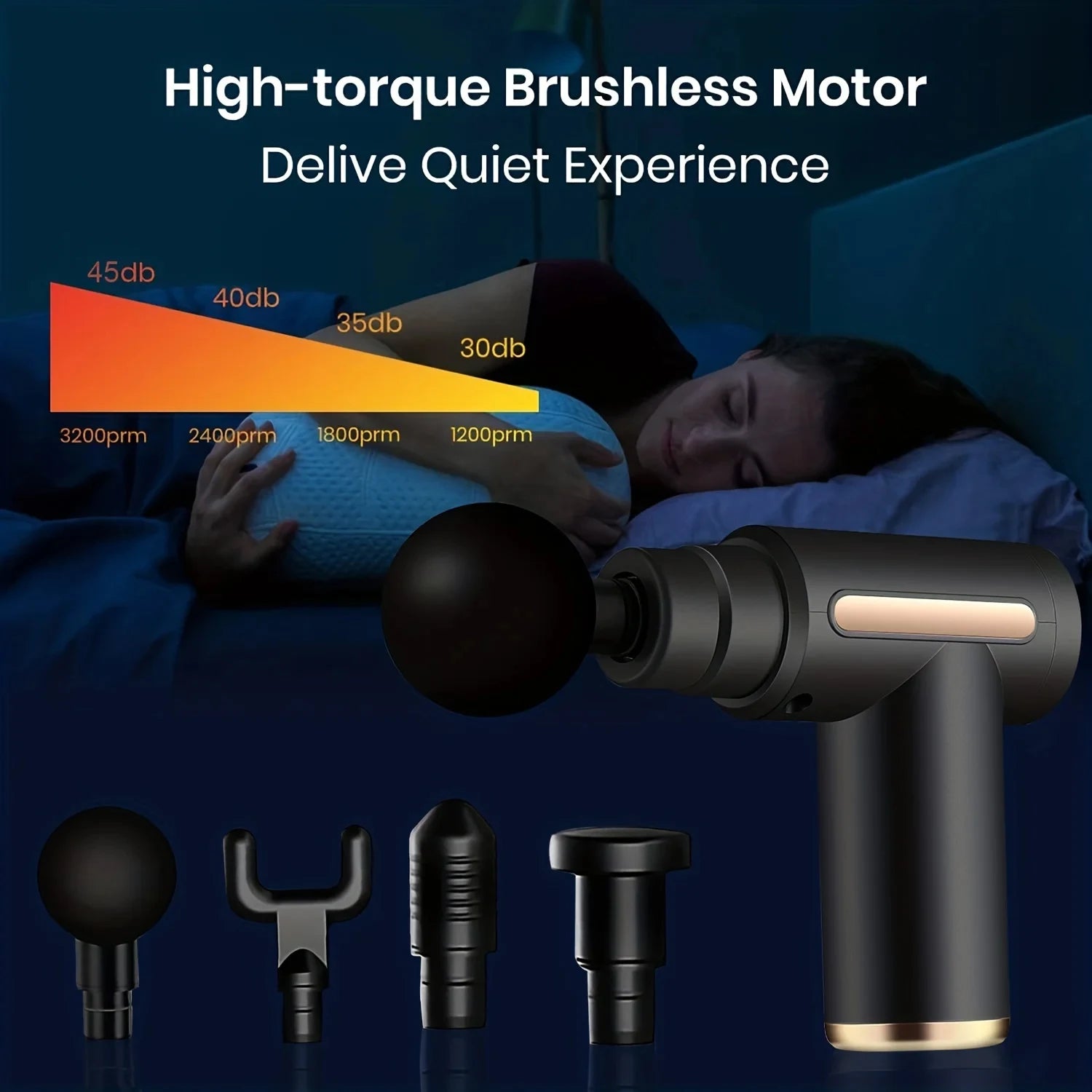 ProRelief Mini Massage Gun — Deep Tissue Percussion Massager with 4 Attachments